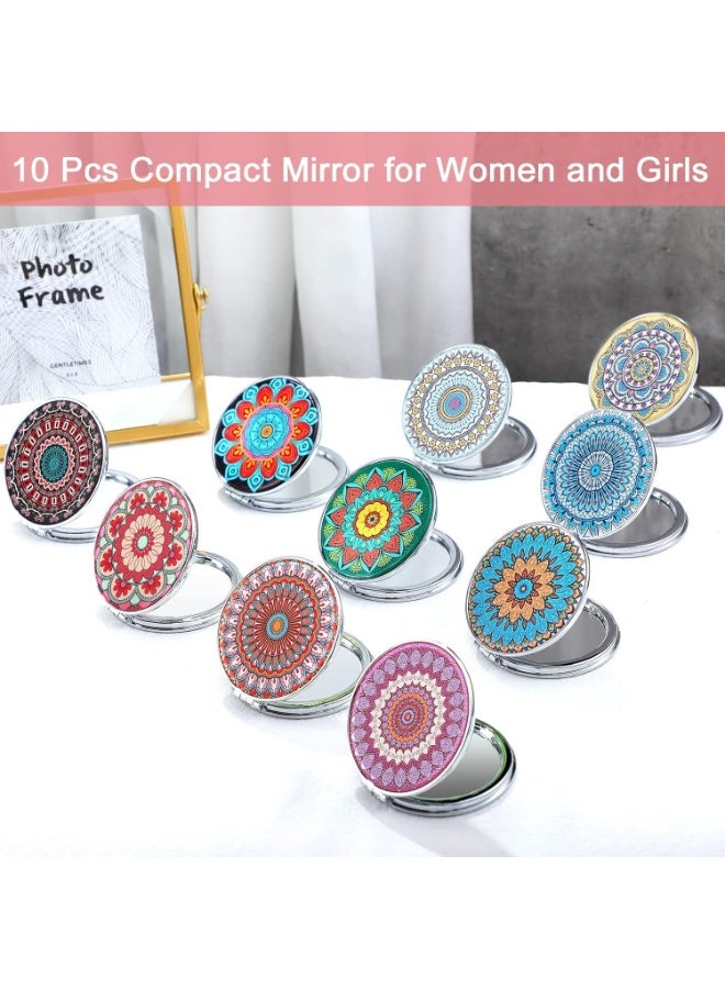 مرآة مكياج للسفر من الجلد الصناعي - مرآة تجميل أنيقة وصغيرة الحجم للحقيبة والجيب والاستخدام اليومي، تصميم عشوائي - لون وشكل عشوائيان - Image 5